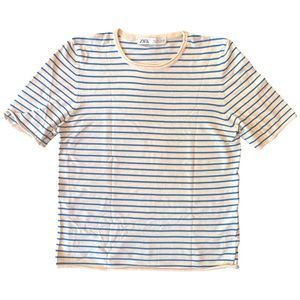Cream and blue striped tee